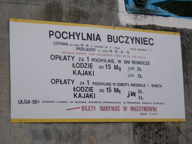 Cennik pochylni Buczyniec. Sierpie 2007. Fot.: Braciszek