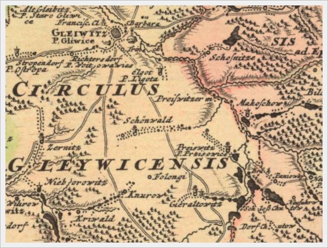 Rok 1736. Mapa Wielanda: almor.mzk.cz/moll